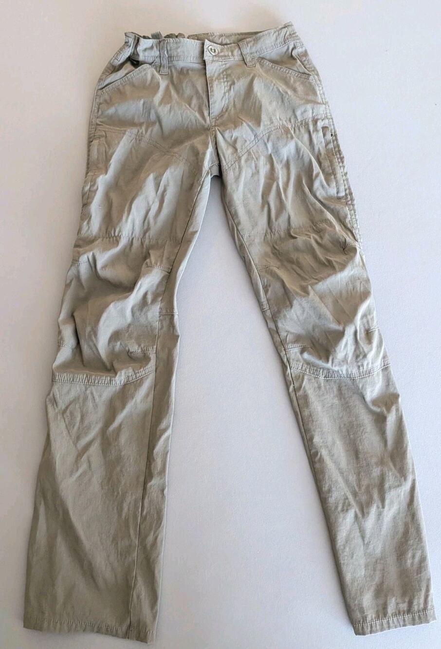 KUHL Kids Pants Youth L 14-16 Khaki Gray Adjustable Waist Outdoor Hiking Cargo